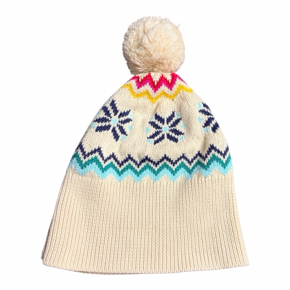 Primary Cream Knit Beanie with Pom-Pom